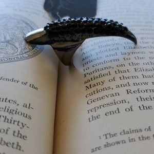 Black crystal claw ring